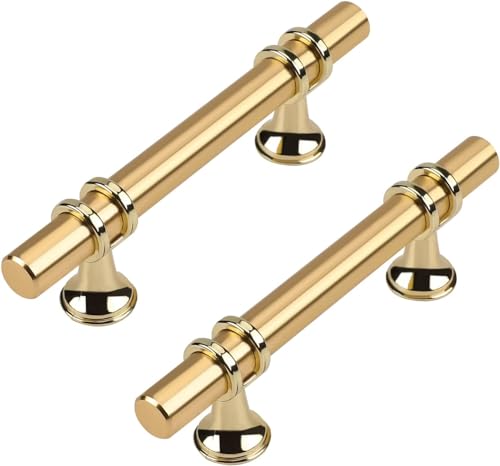 Haliwu 10 Pack Gold Cabinet Handles, Brushed Brass