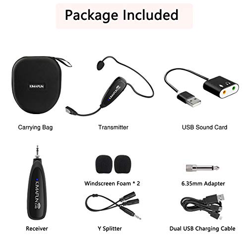 Fitness Wireless Microphone, KIMAFUN 2.4G Wireless Waterproof Headset