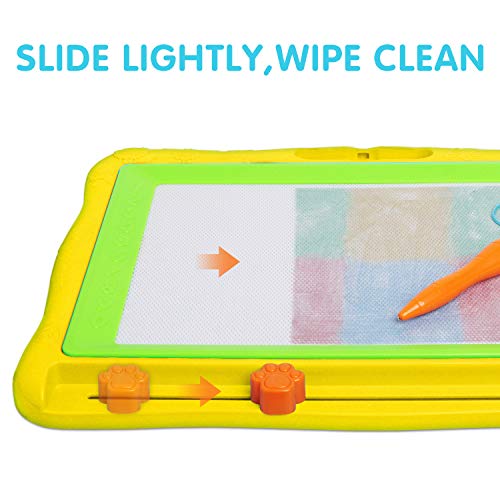 Gamenote Large Magnetic Drawing Board Education Doodle Toys for Kids, Colorful Erasable Magnet Writing Sketching Pad for Toddlers Learning (Yellow)