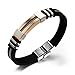 OPK Jewelry Fashion Rose Gold Geniune Silicone Bracelet for Men Stainless Steel Clasp,Black, 8.26 inches
