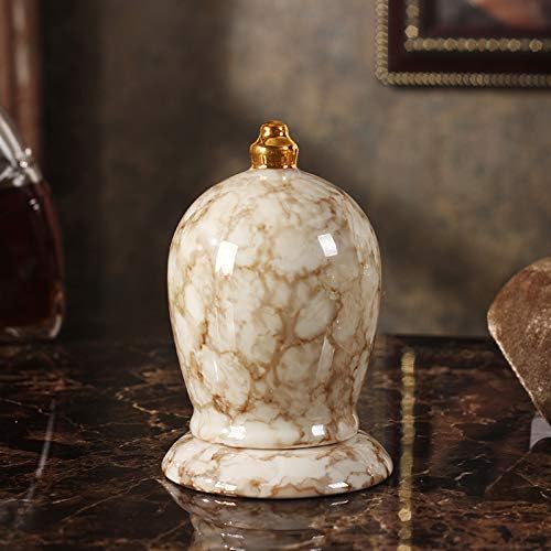 NiNnn Toothpick holder ceramic cotton swab box living room hotel marble toothpick cans cotton bottle bottle luxury 17 * 8.5 * 8.5cm, brown Dali