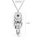 LUREME Native American Dream Catcher Turquoise Pendant Long Chain Necklace (01003467) (Antique Silver)
