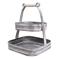 Park Hill 12" x 9.5" Distressed Metal Two-Tiered Square Display Stand