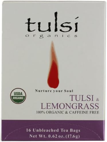 Tulsi Organics Tea, Tulsi & Lemongrass, 16 Count Tea Bag