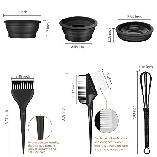 FaHaner Hair Dye Kit 6 Packs DIY Salon Tool Kit Hair Color Dye Brush Comb Dye Mixer Foldable Hair Tinting Bowl Ear Caps and Reusable Gloves for DIY Salon Set Hair Dye - Thumbnail 2