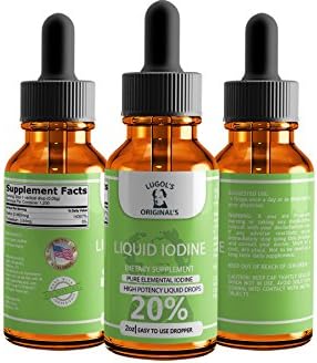 Lugols Originals Liquid Iodine Drops Maximum Strength High Potency Concentrated Thyroid Supplement 20% 2oz 2 pk