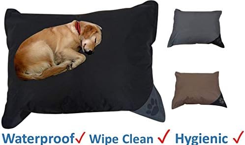 Penthouse Sleep Waterproof Extra Large DOG BED Wipe Clean with Paw design and non slip bottom (Black)