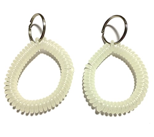 2pc Excellent Quality ALAZCO Security Safety Glow In The Dark Key Chain Wrist Coil (with key ring) Great For Dorms, Home, Office, Night Shift