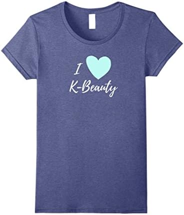 Womens I love k-beauty Korean skincare T-shirt Small Heather Blue