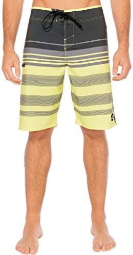 Silwave Men's Navigator DuraFit Stripe Boardshort, Asphalt Lime - 32