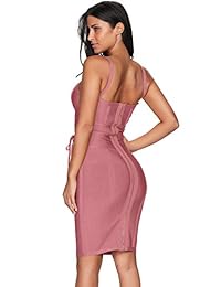 Meilun vestido de fiesta con detalle de cinturón de rayón para mujer