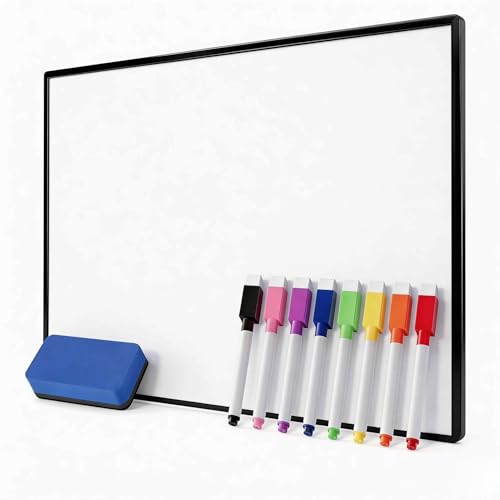 Dry Erase Whiteboard, DumanAsen Double Sided White Board with Dry Erase Pens and Eraser for School, Home, Office, Remote Learning (30cm*21cm) - Black Right Angle — image 1