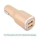 Gold car charger-Tranesca 24W Dual Port USB car charger for iPhone 7/iPhone 7 Plus/iPhone 6s/iPhone 6/iPhone 5s,iPad Air/iPad Pro;Samsung Galaxy Note Series and other Android and iOS devices-Gold
