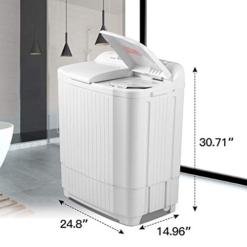 Nictemaw Portable Compact Mini Washing Machine, TwinTub Washing Machine 21.5lbs with Soaking