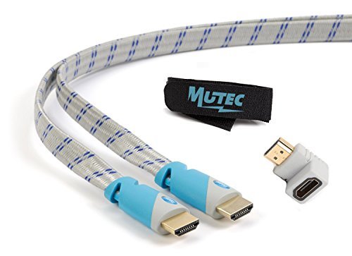 MutecPower 5m High Speed FLAT HDMI cable with ethernet 1.4a - Supports 3D & Audio Return Channel - Full HD [Latest HDMI Version Available] 5 Meter + HDMI adapter + Cable tie