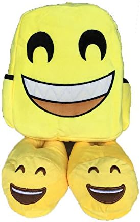Children set of toy backpack and plush slippers (Emojicon Big Smile)