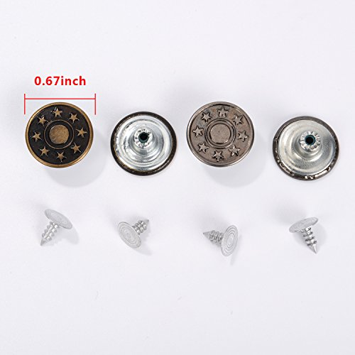 image for Shappy 50 Sets Metal Jeans Buttons Denim Replacement Buttons Tack Snap