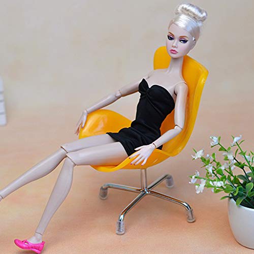 image for Prettyia 1/6 Dolls House Miniature Furniture Swan Chair Office Chair f
