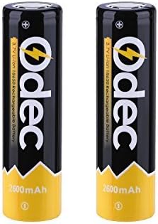 Odec Flat Top Lithium Rechargeable Batteries,18mm Diameter, 65mm Length, Pack of 2