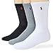 Polo Ralph Lauren Men's 3 Pairs Comfortable Cotton Long Crew Socks (Standard (Shoe Size 6-12.5), Black/Grey/White)