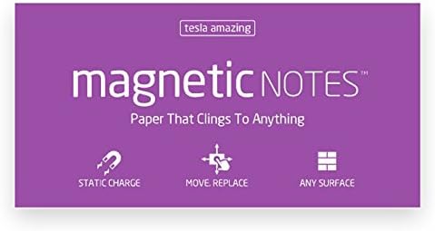 Brand New!! Tesla Amazing Magnetic Notes (Stick without Any Adhesive, Stick to Any Surface) Eco-Friendly Material Self-Stick Notes Memo Note Paper Post It L-size (7.9x3.9-inch) 100Sheet *Violet Color