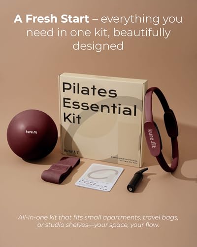 kure.fit Pilates Kit for Women مجموعة بيلاتس – Home Pilates Equipment Set with Ring, Ball & Resistance Bands | Pilates Starter Kit with Accessories in Gift Box