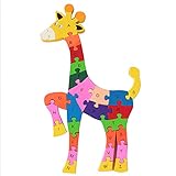 DD Wooden Educational Preschool Jigsaw Puzzles Winding Giraffe Toys Letter & Numbers Puzzle,Puzzles for Toddlers/ Kids/Children,Christmas Gift Toy for age 3 4 5 Years Old and Up