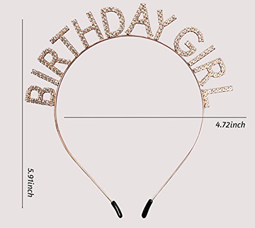 Elehere Birthday Crowns Tiaras Headbands Women Birthday Girl Sweet Princess Rhinestone Hair Band Hoop Gifts Gold (Rhinestone)