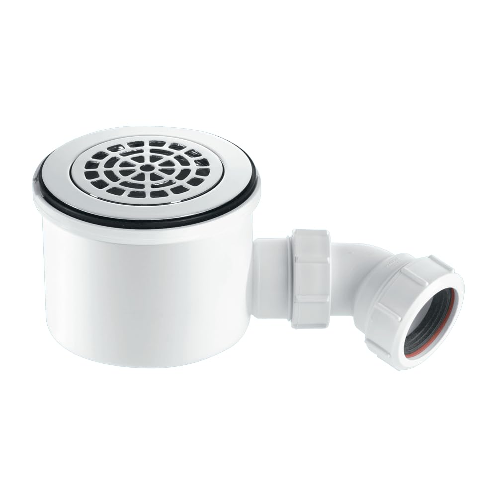 McAlpine ST90CPB-P-HP2 1.5 inch 90mm Hi-Flow Shower Trap-Petal Shape, Chrome/White