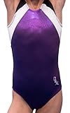 D&M Gymnastics Leotard, Adult small, Purple, White, Black