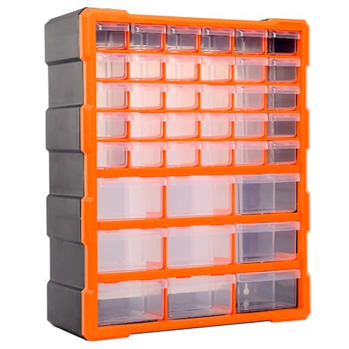 Beauenty Screws Storage Cabinet, 39 Drawers Tools Organiser Unit, Plastics Component Organizer, Small Parts Drawers Storage Box for Nuts, Bolts, Sewing, Nails, Craft (38L x 16W x 47H cm)