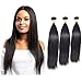 Syabeca 10A Brazilian Hair 3 Bundles Straight Hair 100% Unprocessed Brazilian Straight Human Hair Bundles Weave Hair Human Bundles Natural Black Color (16 18 20 Inch)