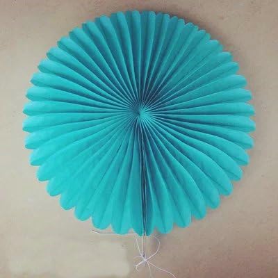Somnr® Pack of 5pcs 10 inch Tissue Paper Fans Paper Flower Tissue Fan Decoration Party Wedding Baby Shower Decoration (Teal Blue)