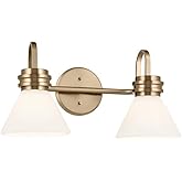 Kichler Farum Modern 2-Light Vanity Light in Champagne Bronze with Opal Glass Shades for Bathroom and Powder Room, (19.25" W 