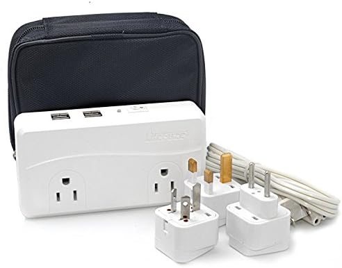 LiteFuze 200W Best International Travel Power Voltage Converter with Worldwide UK/US/AU/EU Plugs - 220V 50 Hz to 110V 60 Hz