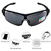 poshei P05 Polarized Sports Sunglasses with Unbreakable Frame for Biking Fishing Running Driving Golf Baseball (Black&Black)