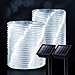 GIGALUMI Solar Rope String Lights, 2 Pack 100 LED Solar Fairy Lights 35.7 feet 8 Modes Copper Wire Lights Waterproof Outdoor Lights for Garden Patio Yard Party Wedding Indoor Bedroom — Cool White
