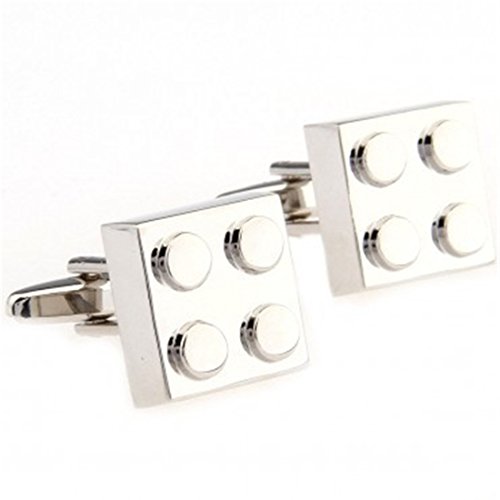 TokoDirect Gift Cuff Link Shirt Cufflinks Men Wedding Cufflink for Block Lover (Silver Block)