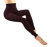 Pro Fit Women's High Waist Cotton Yoga Pants Workout Leggings (L / X-L, Burgundy-lhw010)
