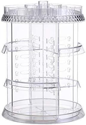 BayQian 360 Degree Rotation Makeup Organizer,Adjustable Cosmetic Storage with Large Capacity(Clear)