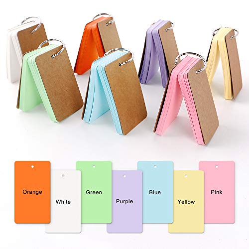 350 Pieces 3.5 x 2.2 Inches Multicolor Kraft Paper Binder Ring Easy Flip Flash Card/Study Cards/Memo Scratch Pads/Bookmark/Note Card/Index Card Stock/DIY Greeting Card(50 Sheets per Set) - Thumbnail 6
