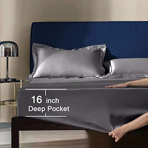 SAKIAO King Size Bed Sheets Set Brushed Microfiber 1800 Thread Count