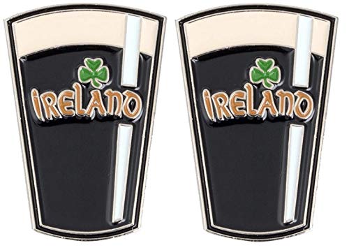 Set of 2 x Flag of Ireland Irish Stout Shamrock Saint Patrick's Day Pin Badges