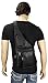 Mens Womens Black Cowhide Leather Crossbody IPAD Compatible Shoulder Sling Bag with Carabiner