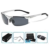 COSVER Men's Sports Style Polarized Sunglasses for Driving Cycling Running Fishing Golf Unbreakable - Metal Frame Al-Mg Glasses (2578-Silver, clear)