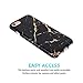 JAHOLAN Black Gold Marble Design Clear Bumper Glossy TPU Soft Rubber Silicone Cover Phone Case Compatible with iPhone 7 iPhone 8