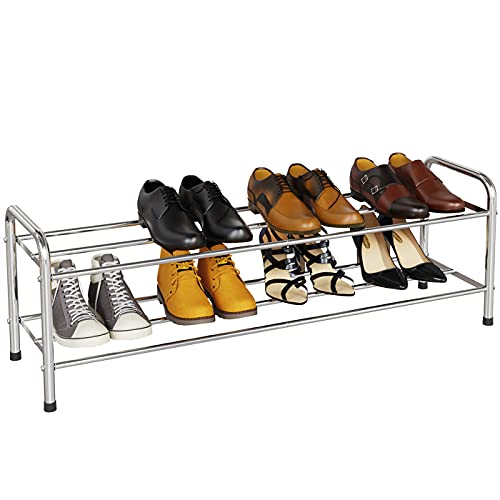FANHAO 2-Tier Shoe Rack, 100% Stainless Steel Shoe Storage