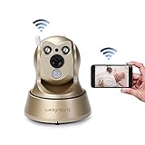 Wireless Security Camera Wifi IP HD 960P Camera Indoor Security Surveillance with Pan /Tilt Two Way Audio and Night Vision for Baby /Pet Monitor(Gold）