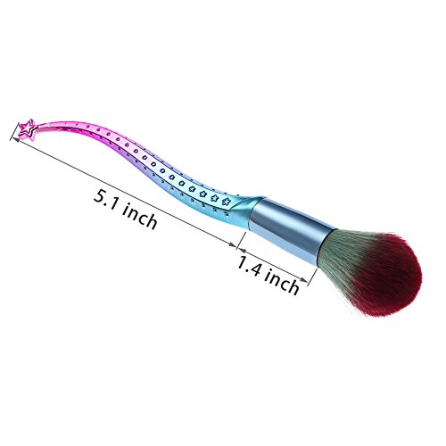 Saking 10 Pieces Mermaid Makeup Brush Set Professional Face Eye Shadow Eyeliner Foundation Blush Lip Makeup Brushes Powder Liquid Cream Cosmetics Blending Brushes Kit - Thumbnail 7