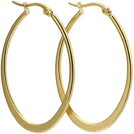 UM Jewelry Womens Stainless Steel Large Hoop Earrings Gold